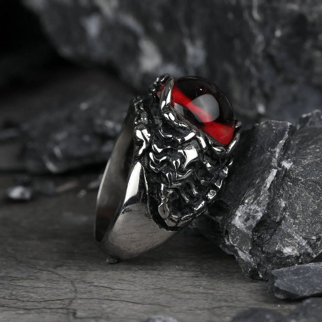 Devil's Eye Ruby Stainless Steel Ring