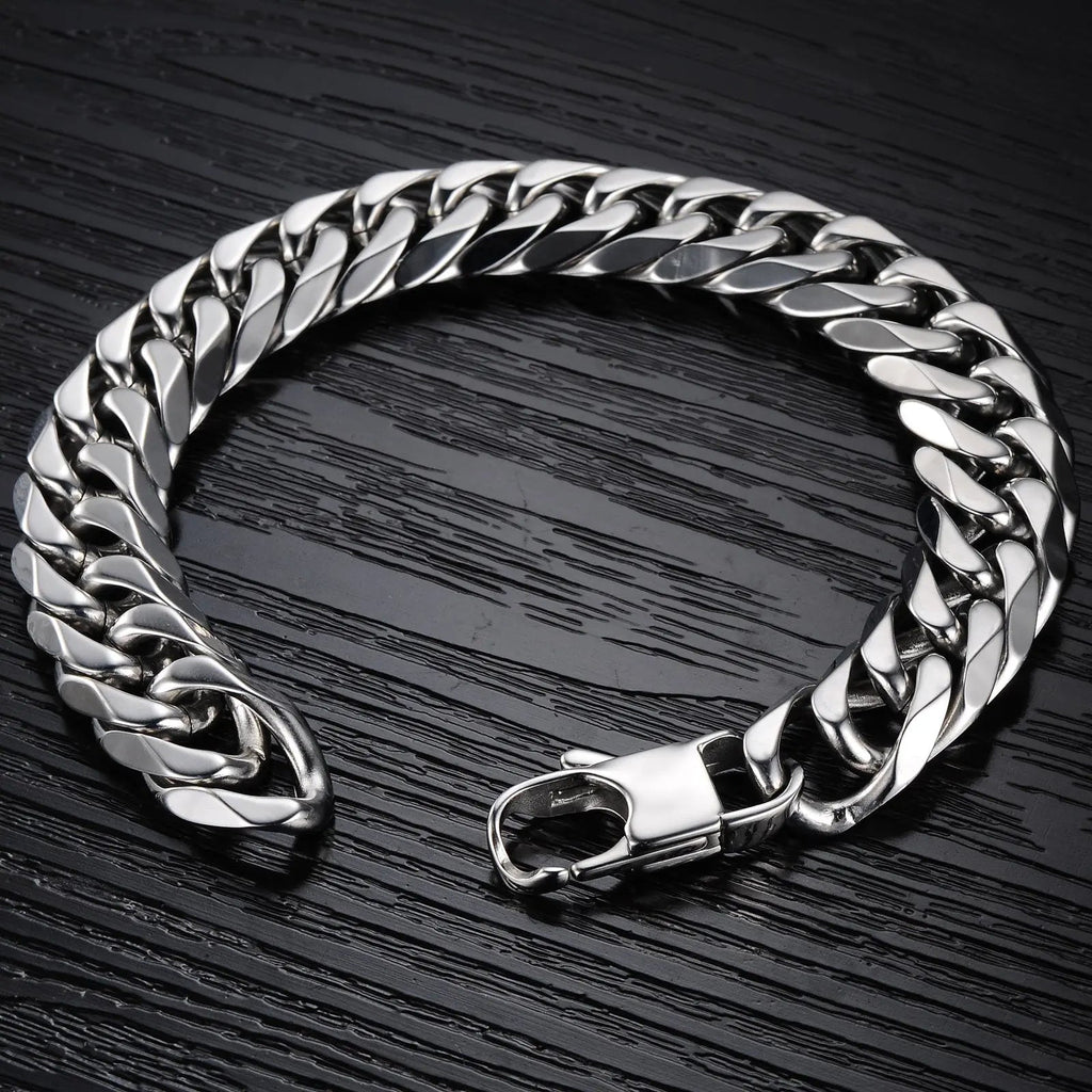 Diamond Cut Cuban Link Stainless Steel Bracelet