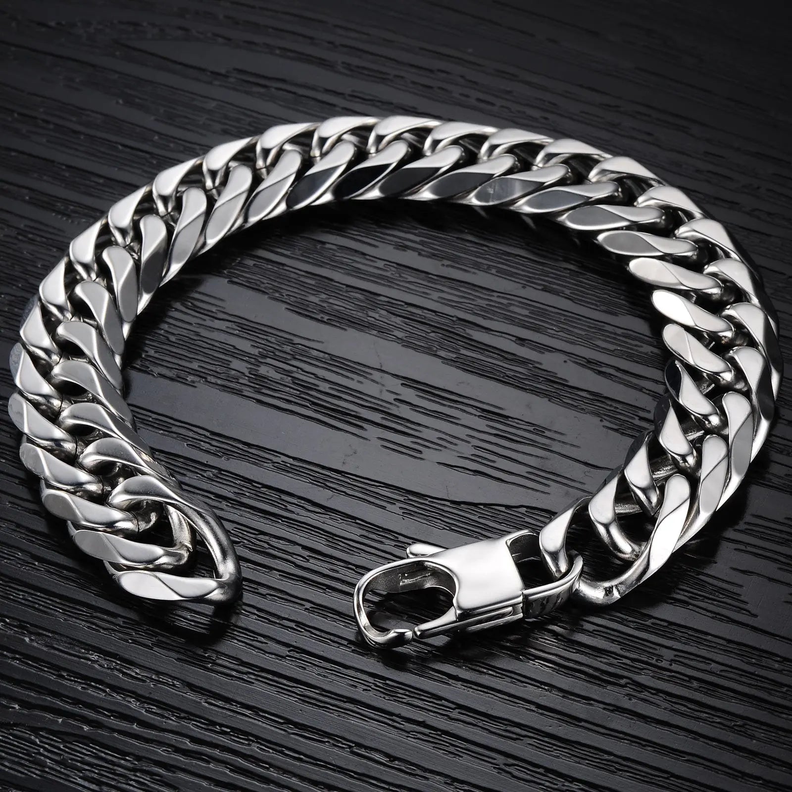 Diamond Cut Cuban Link Stainless Steel Bracelet