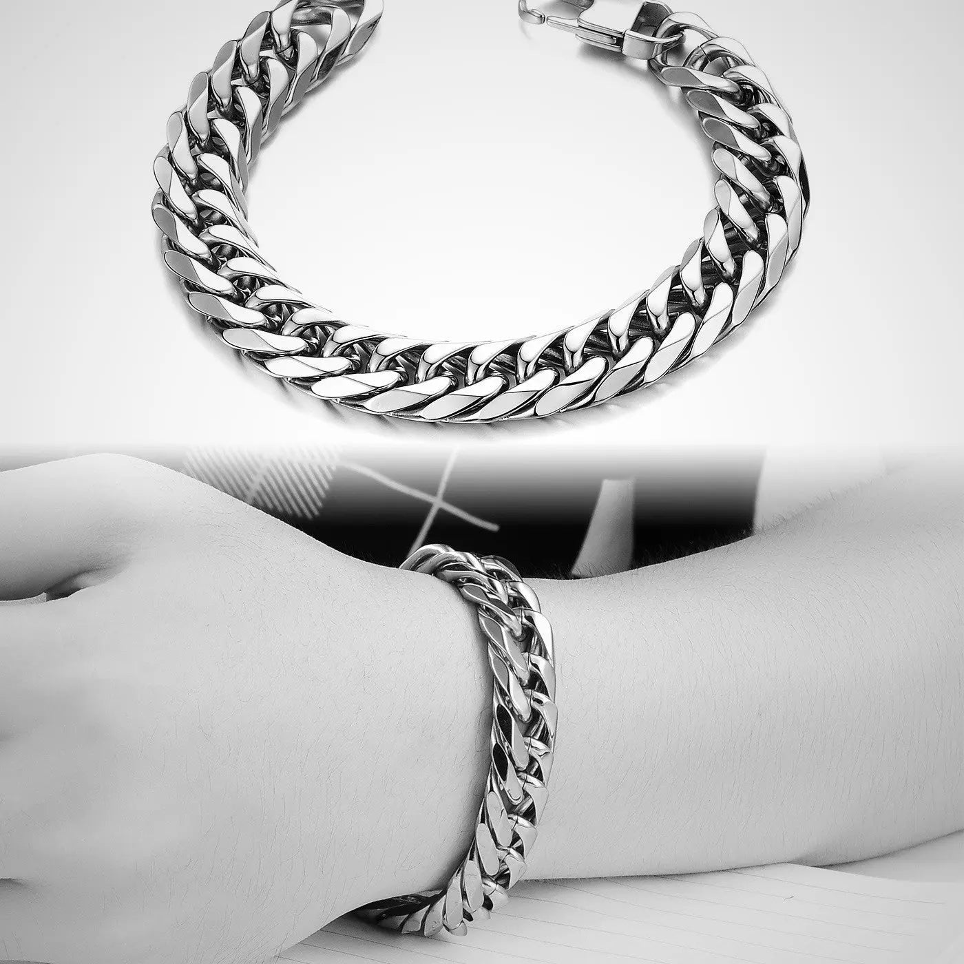 Diamond Cut Cuban Link Stainless Steel Bracelet