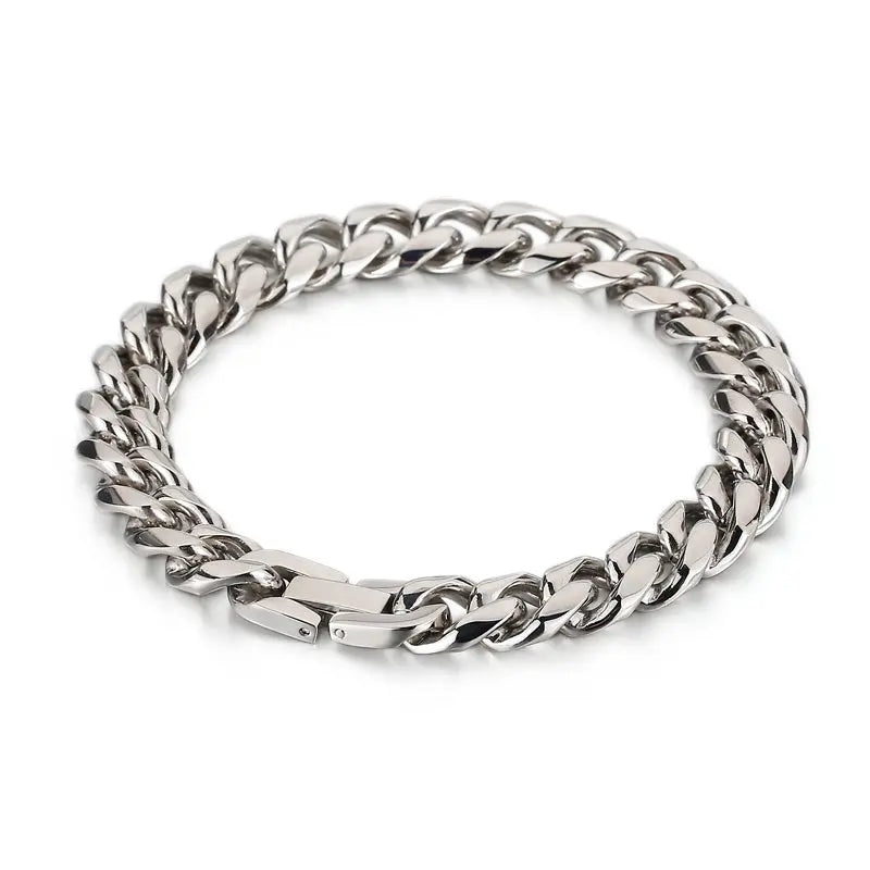 Diamond Cut Cuban Link Stainless Steel Bracelet