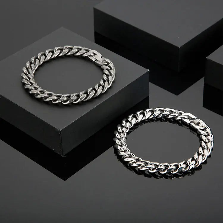 Diamond Cut Cuban Link Stainless Steel Bracelet