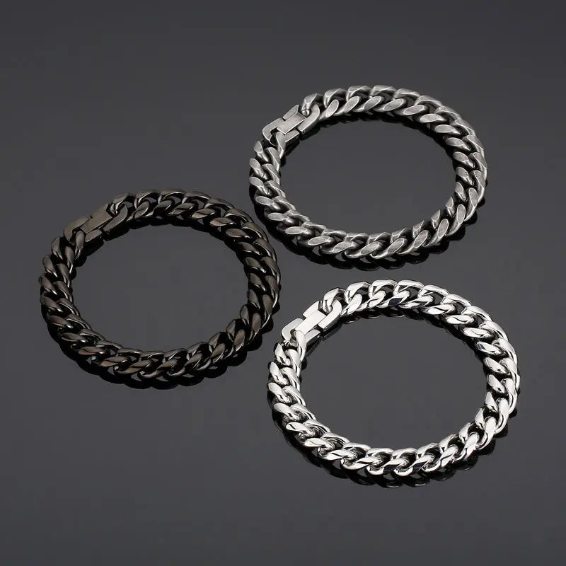 Diamond Cut Cuban Link Stainless Steel Bracelet