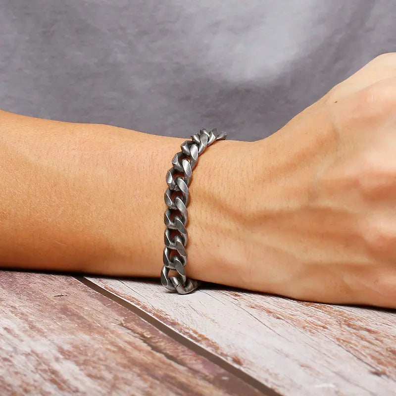 Diamond Cut Cuban Link Stainless Steel Bracelet