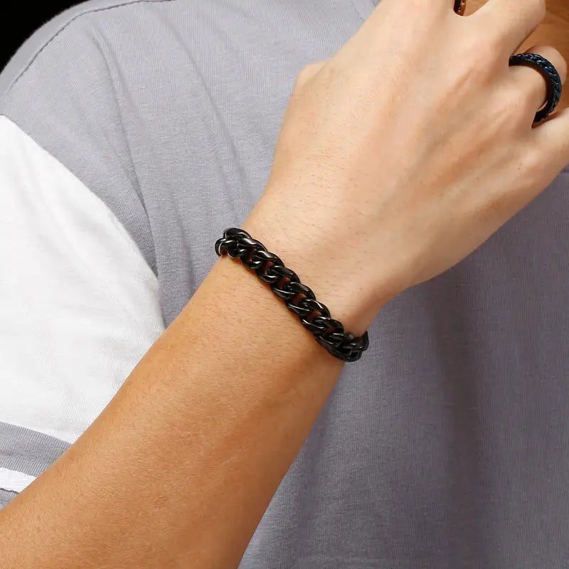 Diamond Cut Cuban Link Stainless Steel Bracelet