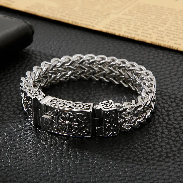Double Layer Wheat Link Stainless Steel Bracelet