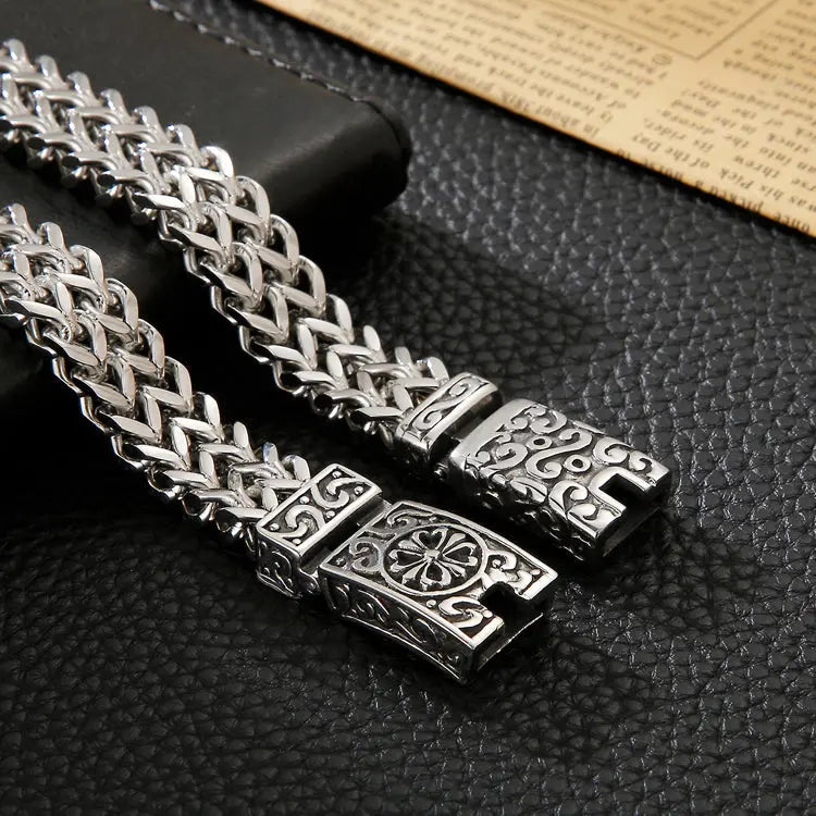 Double Layer Wheat Link Stainless Steel Bracelet