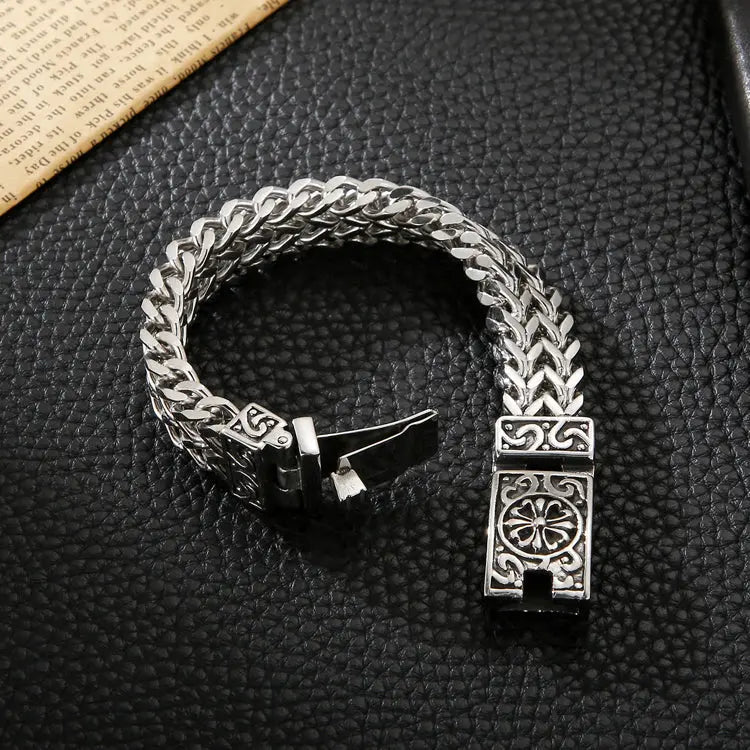 Double Layer Wheat Link Stainless Steel Bracelet