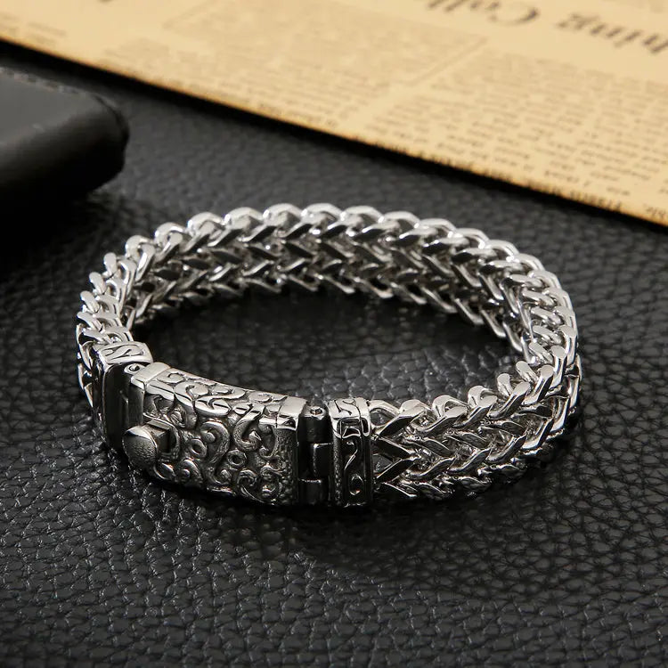 Double Layer Wheat Link Stainless Steel Bracelet