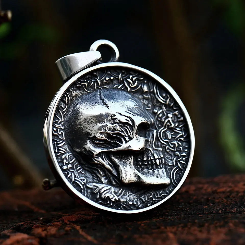 Double-Sided 3D Skull Stainless Steel Pendant
