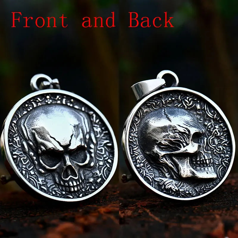 Double-Sided 3D Skull Stainless Steel Pendant