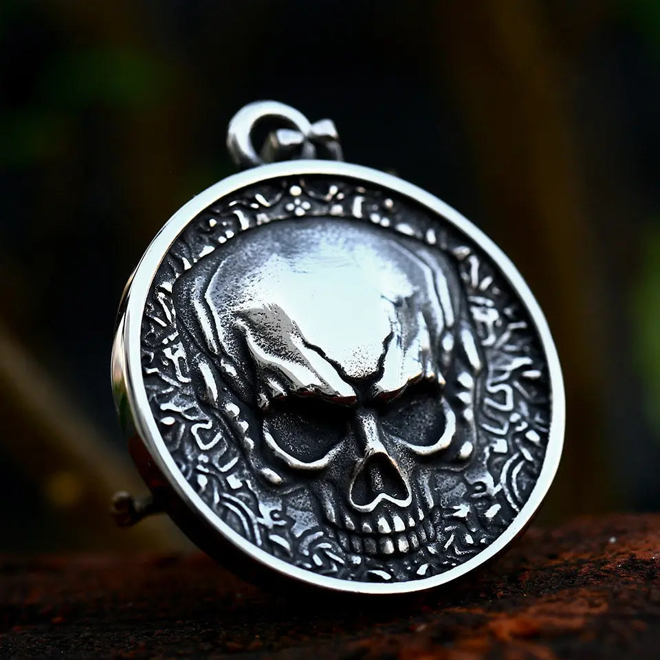 Double-Sided 3D Skull Stainless Steel Pendant