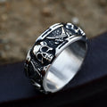 Double Scythe Skull Stainless Steel Ring