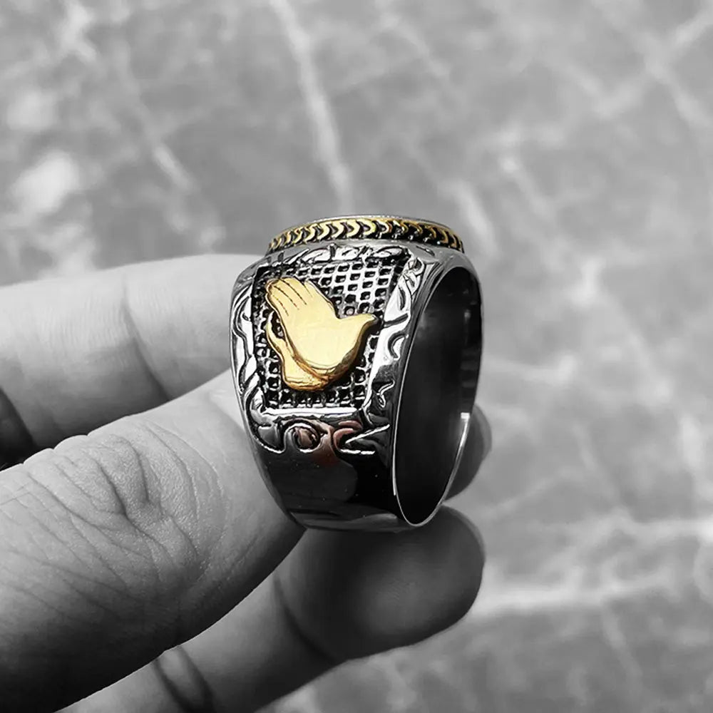 Dove & Praying Cross Ring