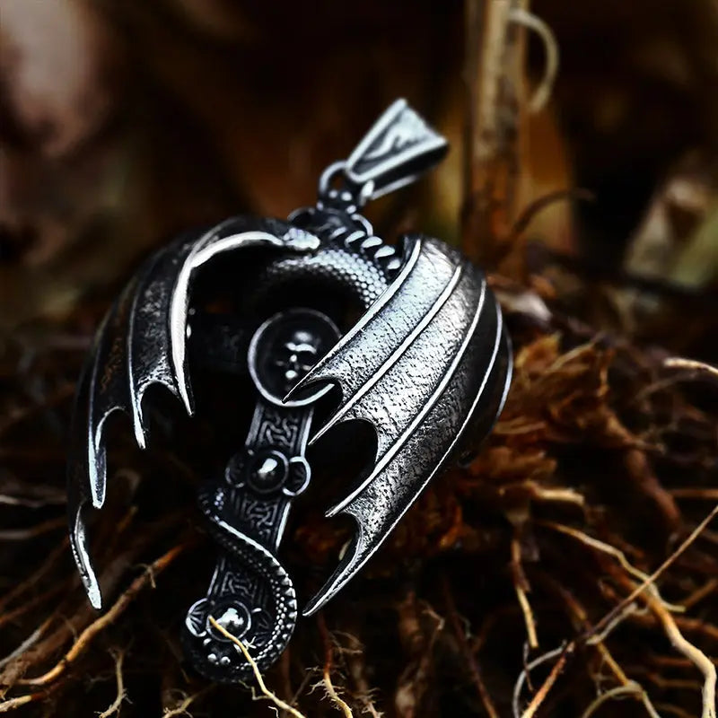 Dragon Wings Cross Skull Pendant