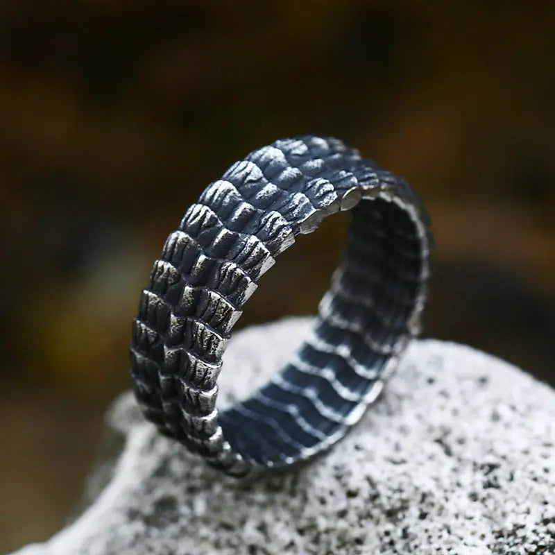 Dragon scale stainless steel ring