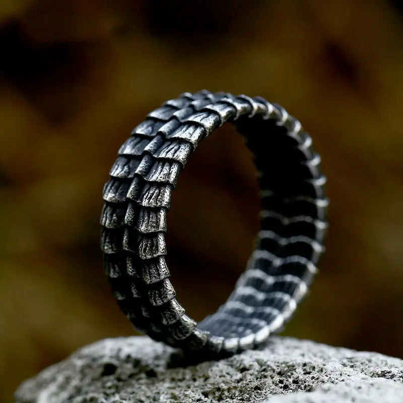 Dragon scale stainless steel ring