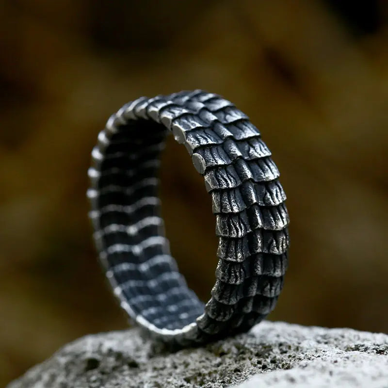 Dragon scale stainless steel ring