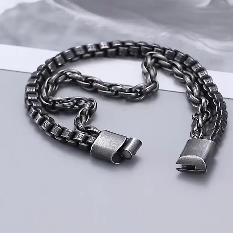 Dual Layer Box Link Stainless Steel Bracelet