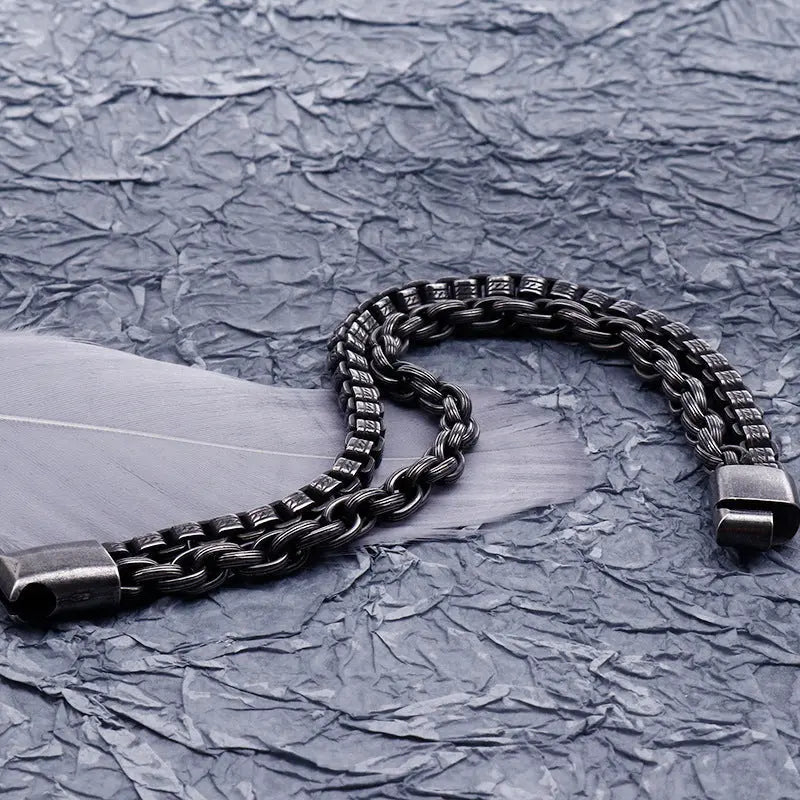 Dual Layer Box Link Stainless Steel Bracelet