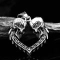 Dual Skulls Heart Shaped Pendant