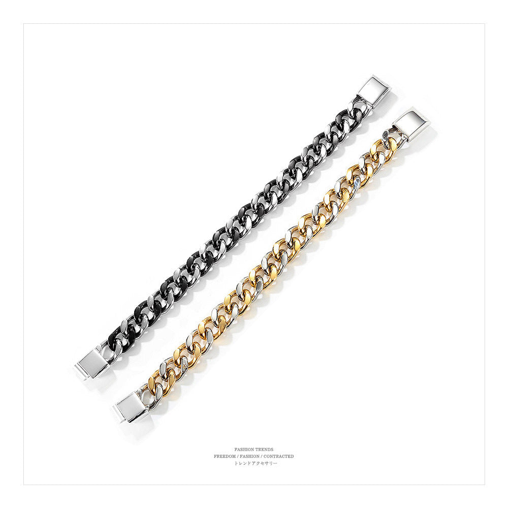 Dual-Tone Thick Snake Bone Chain Bracelet