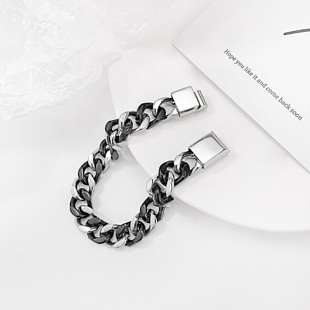 Dual-Tone Thick Snake Bone Chain Bracelet