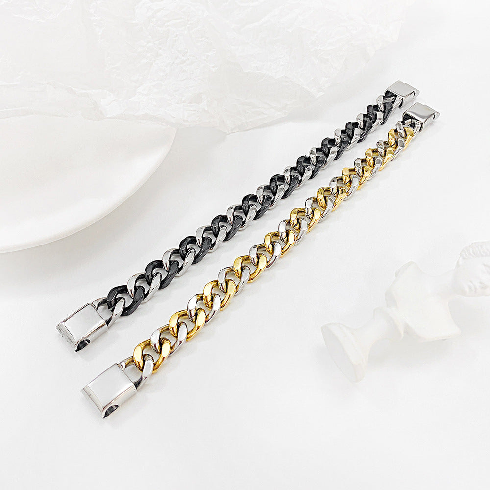 Dual-Tone Thick Snake Bone Chain Bracelet