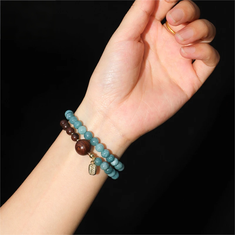 Sandalwood & Agate Beaded Bracelet-Balance