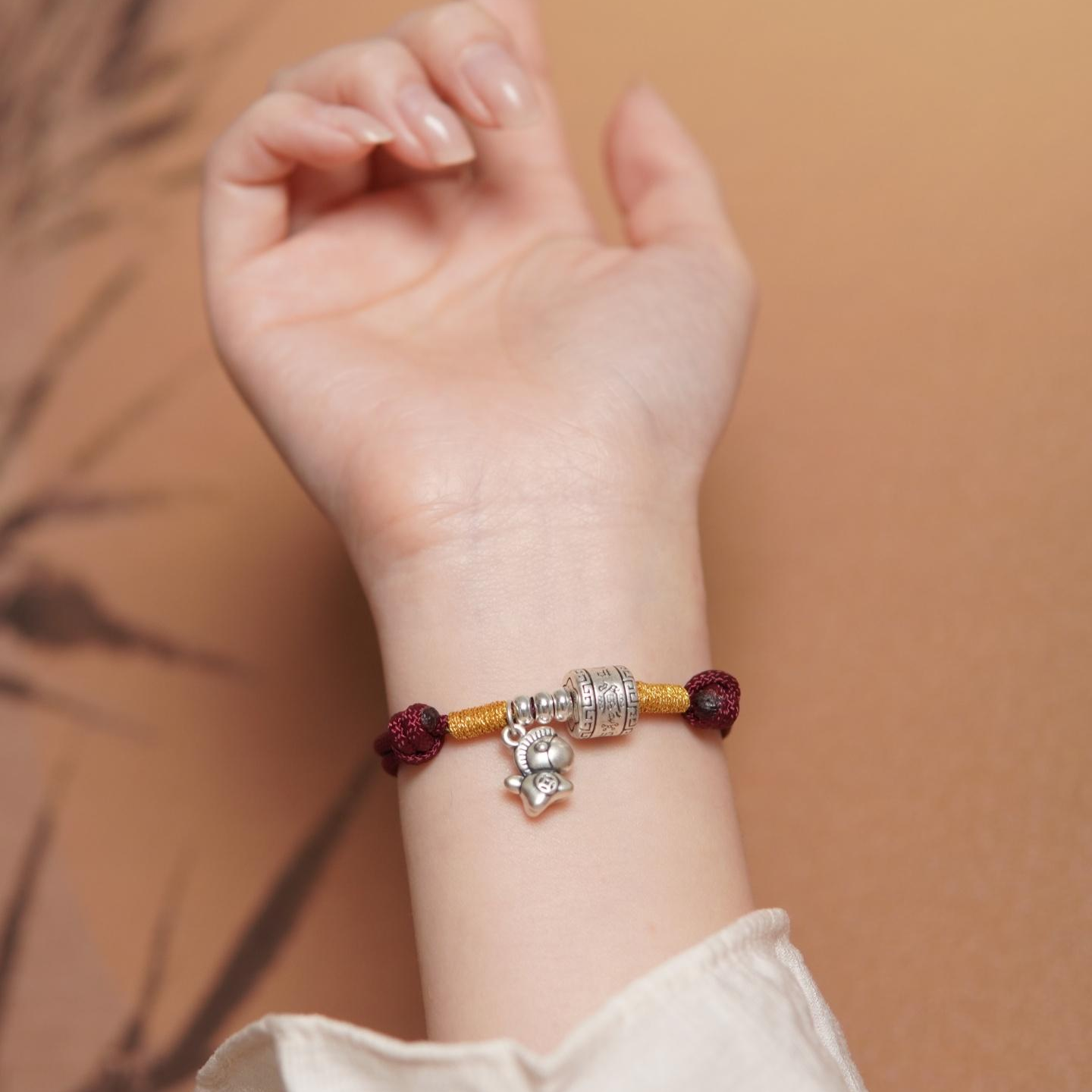 Handcrafted Red String Bracelet with Sterling Silver Horse