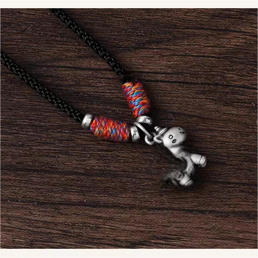 Handcrafted Red String Necklace with Sterling Silver Horse