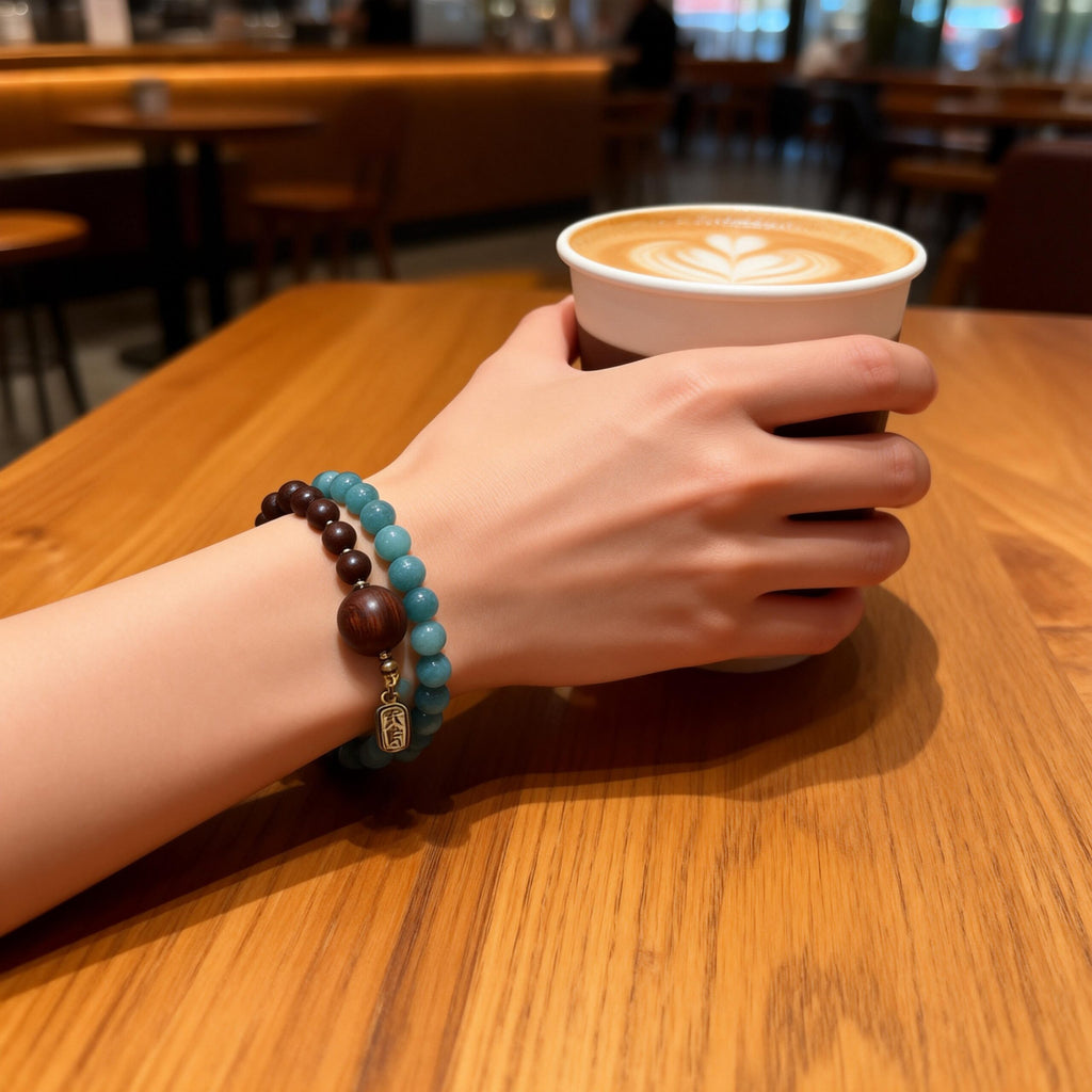 Sandalwood & Agate Beaded Bracelet-Balance
