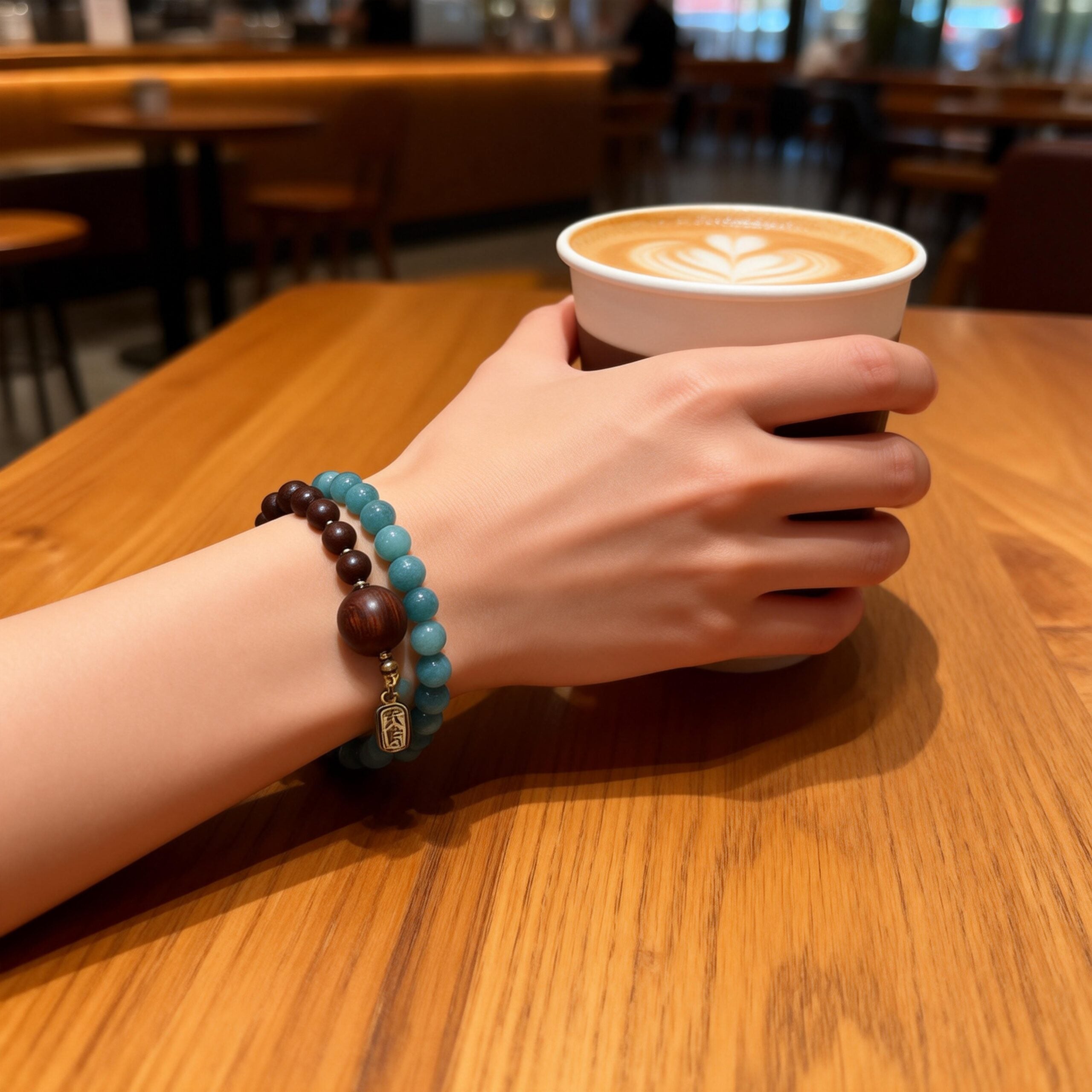 Sandalwood & Agate Beaded Bracelet-Balance