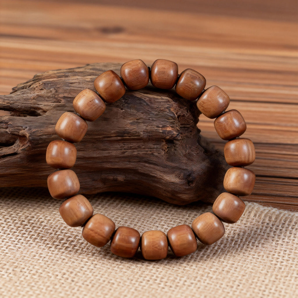 Mysore Sandalwood Barrel Bead Bracelet-Still · Deep Reserve