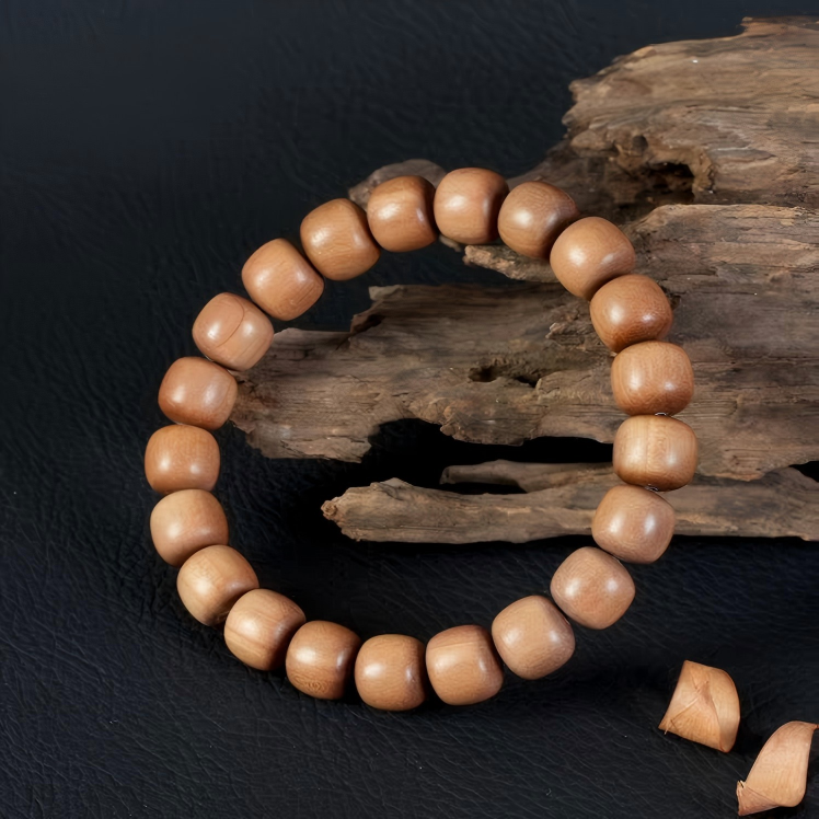Mysore Sandalwood Barrel Bead Bracelet-Still · Deep Reserve