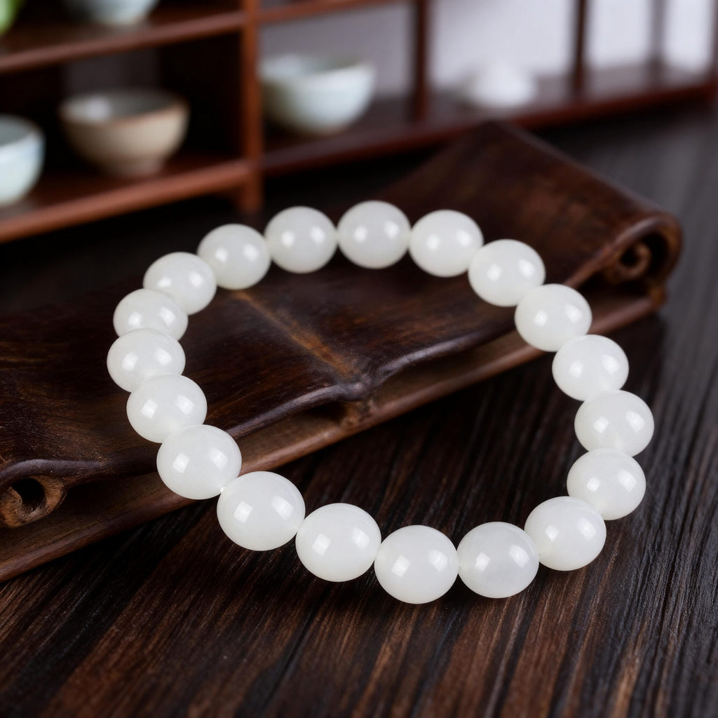 White Jade · Pure Hetian Nephrite Bracelet — Quiet