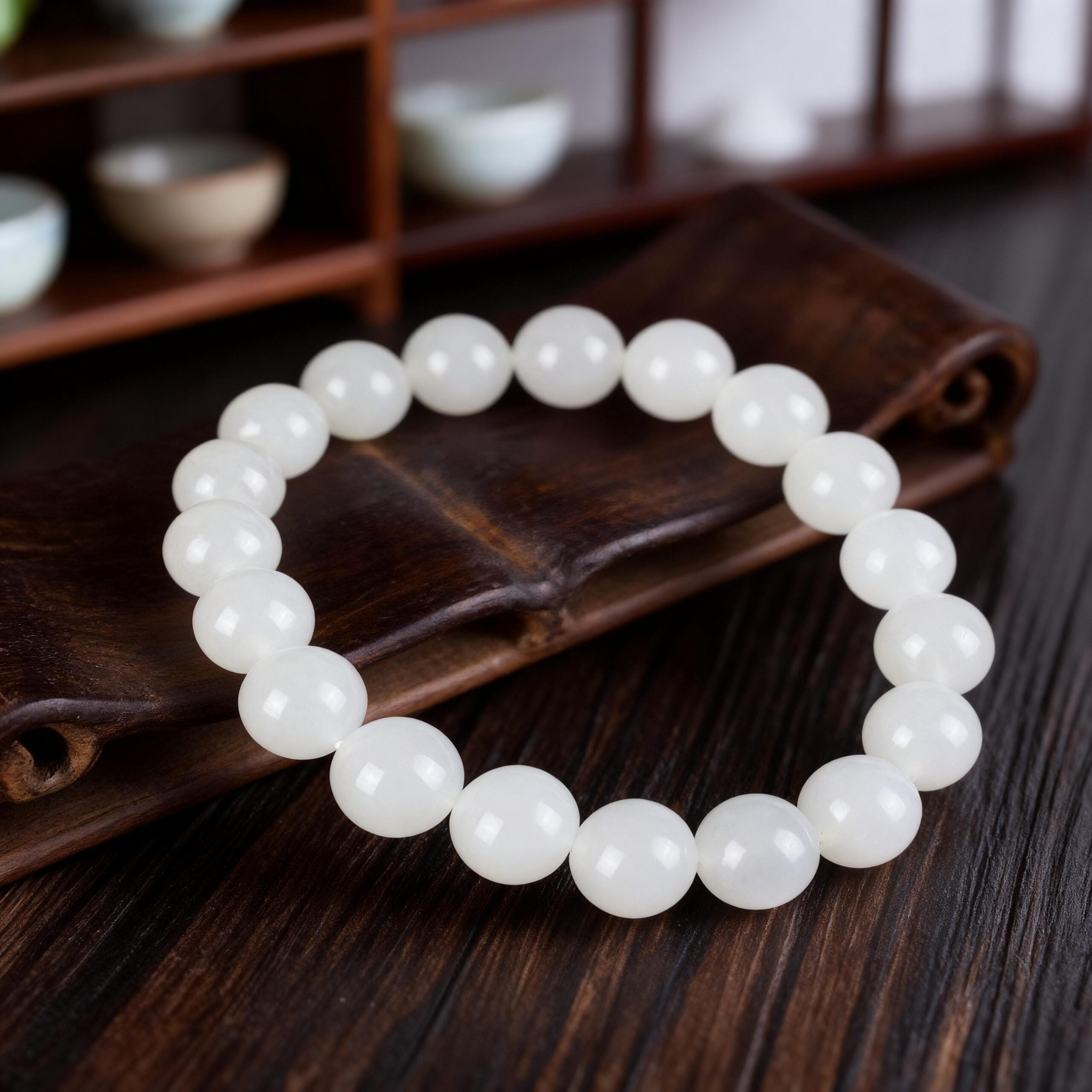 White Jade · Pure Hetian Nephrite Bracelet — Quiet