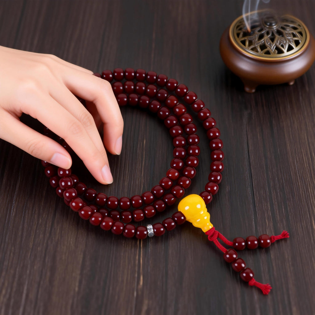 Red Bodhi Hand Mala — Trace