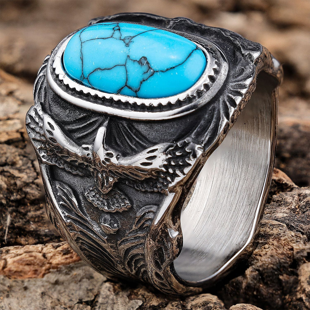 Eagle Turquoise Stainless Steel Ring