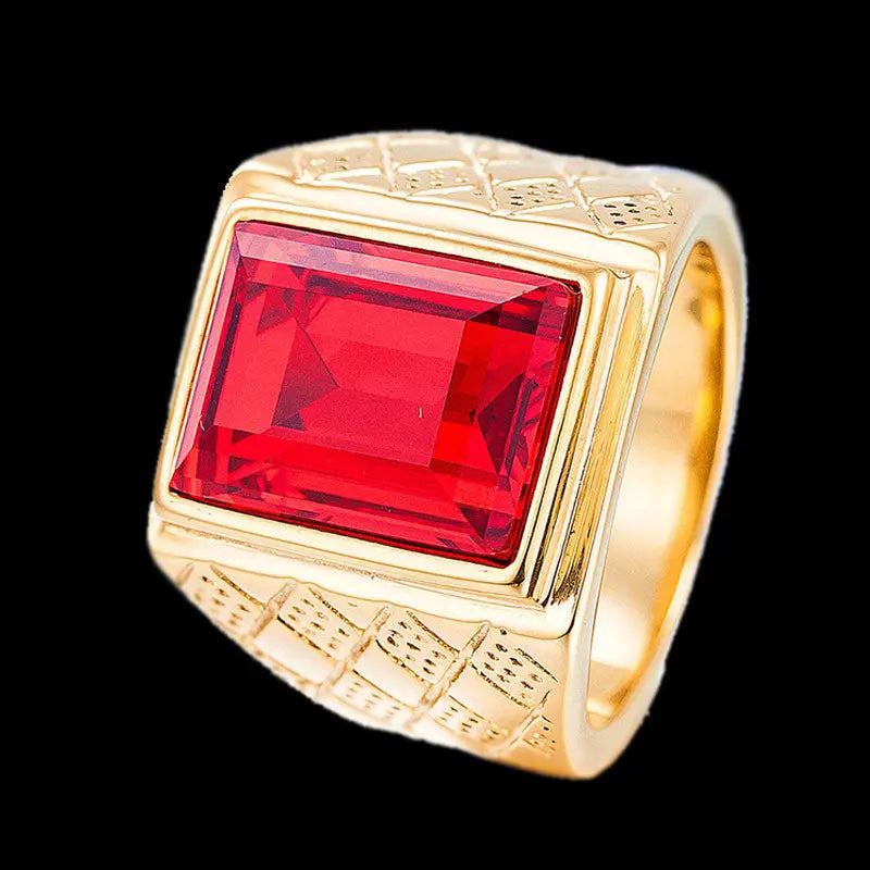 Emerald-Sapphire Retro Stainless Steel Ring