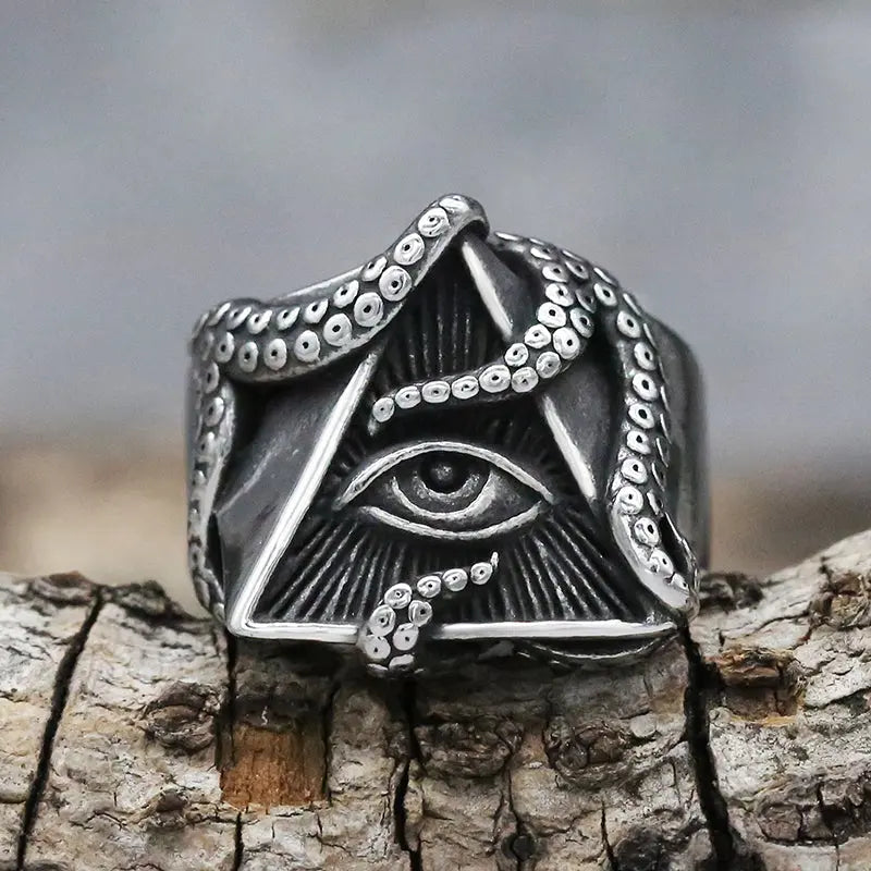 Eye of Providence With Octopus Stainless Steel Ring
