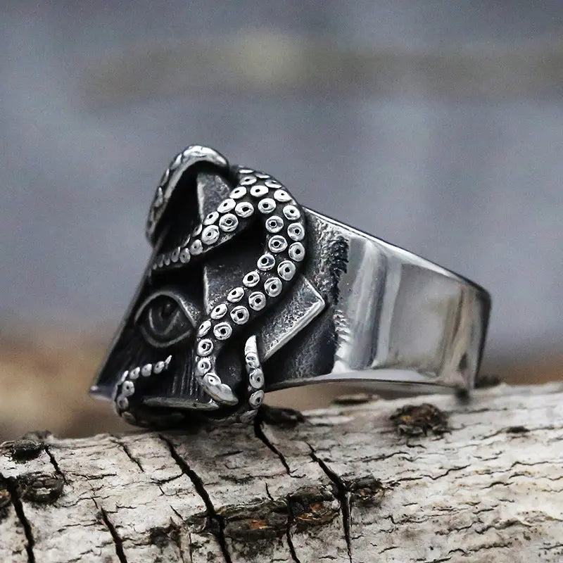 Eye of Providence With Octopus Stainless Steel Ring