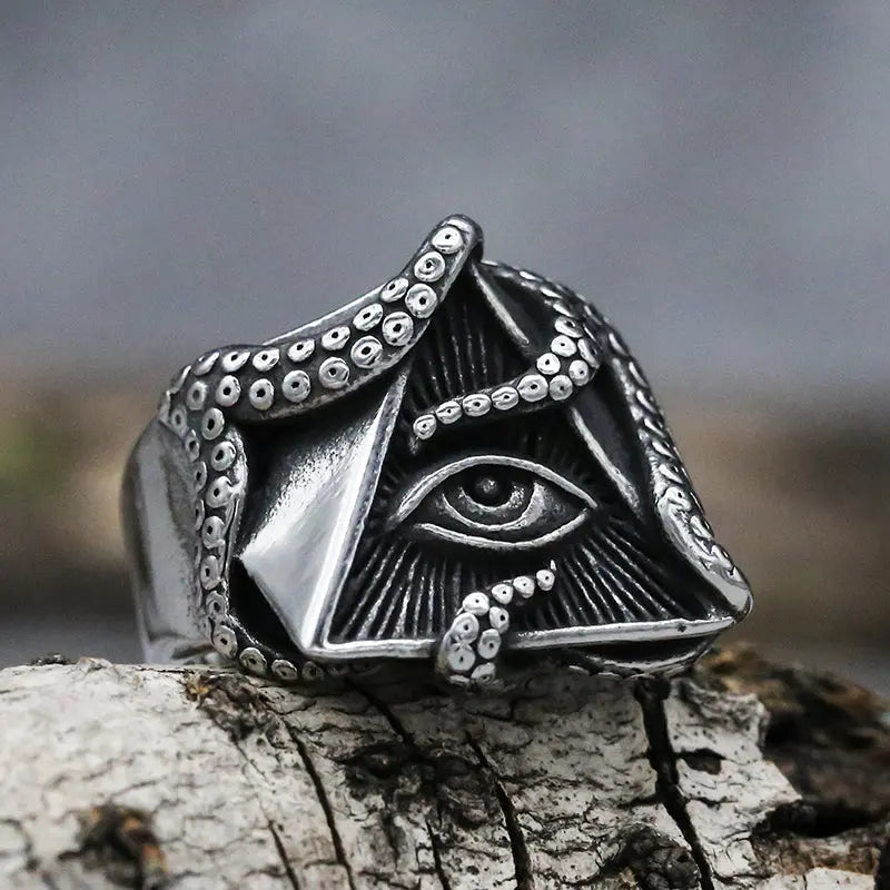 Eye of Providence With Octopus Stainless Steel Ring