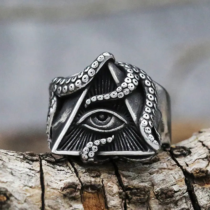 Eye of Providence With Octopus Stainless Steel Ring
