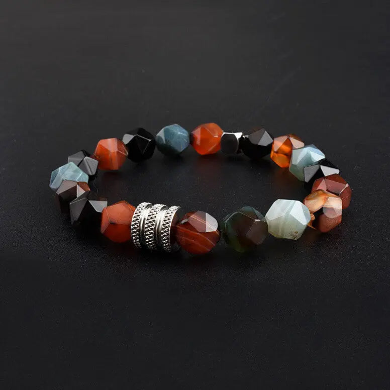 Faceted Mixed Agate Bracelet Men's Fashion Bracelet Jewelry