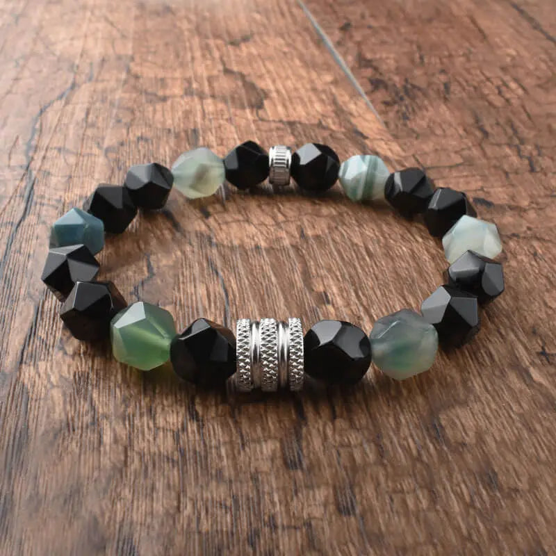 Faceted Mixed Agate Bracelet Men's Fashion Bracelet Jewelry