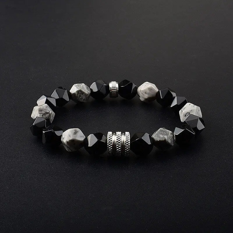 Faceted Mixed Agate Bracelet Men's Fashion Bracelet Jewelry