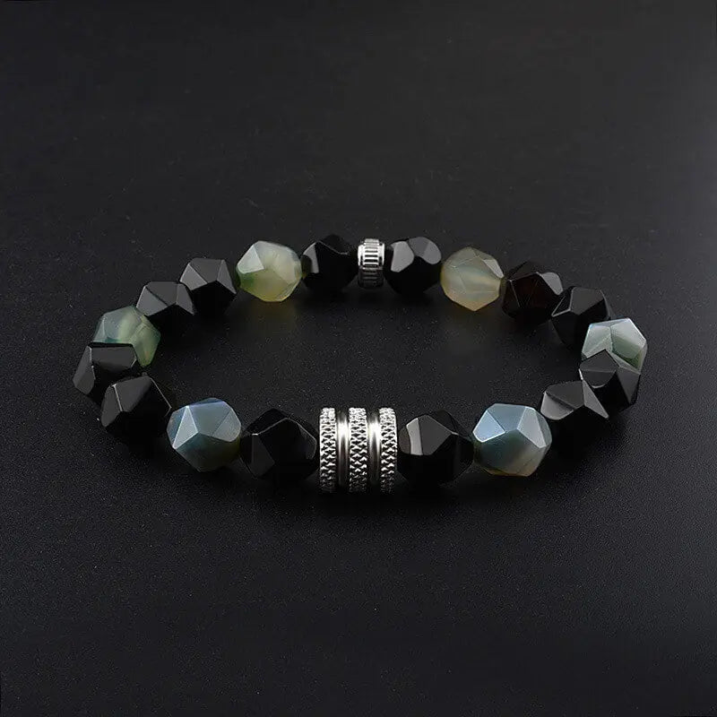 Faceted Mixed Agate Bracelet Men's Fashion Bracelet Jewelry