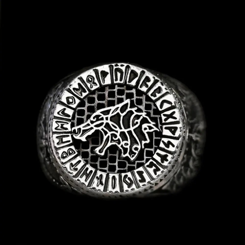 Fenrir Wolf Amulet Signet Viking Ring