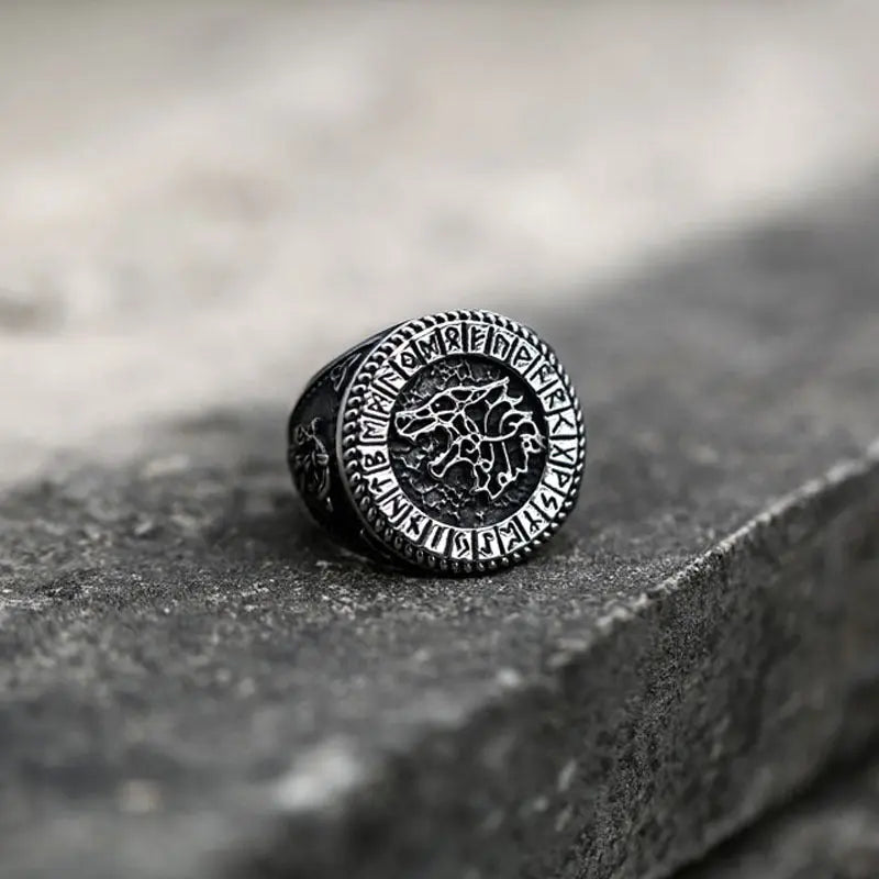 Fenrir Wolf Amulet Signet Viking Ring